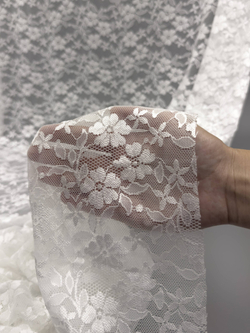 Гипюр эластичный теплый белый ширина 150 см плотный