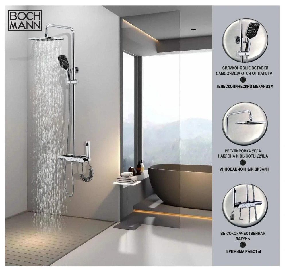 Стойка VETTORRE TS душевая с термостатом BOCH MANN BM9650