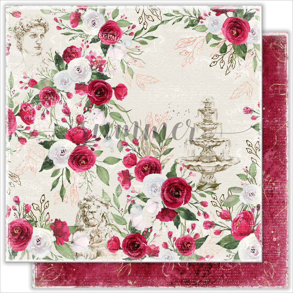 Лист двусторонней бумаги "Antique garden" 190гр,30,5*30,5см, SS15062020-2