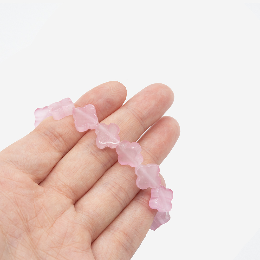 Селенит (имитация), клевер, 11*12мм, розовый
