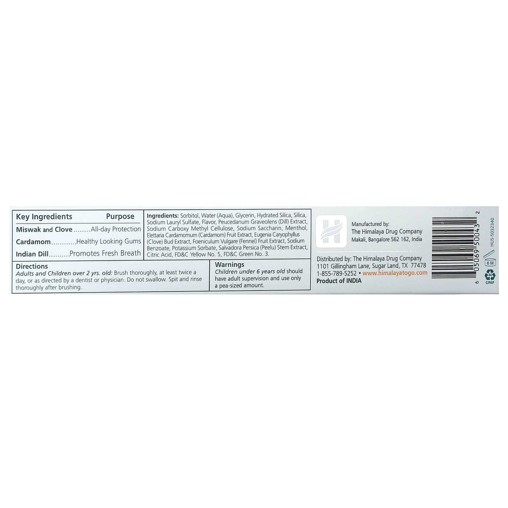 Himalaya, Mint Fresh Gel Toothpaste, индийский укроп и мята, 175 г (6,17 унции)