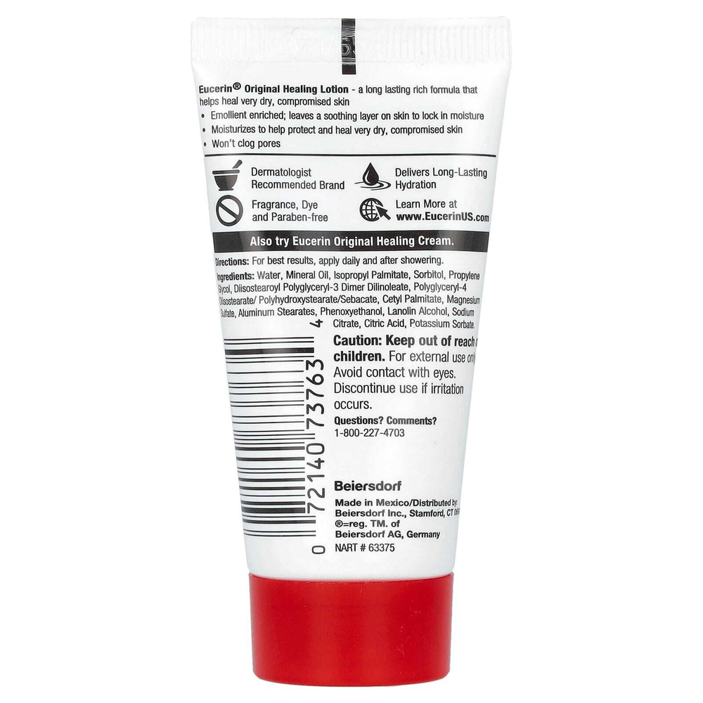 Eucerin, Original Healing Lotion, без отдушек, 30 мл (1 жидк. унц.)