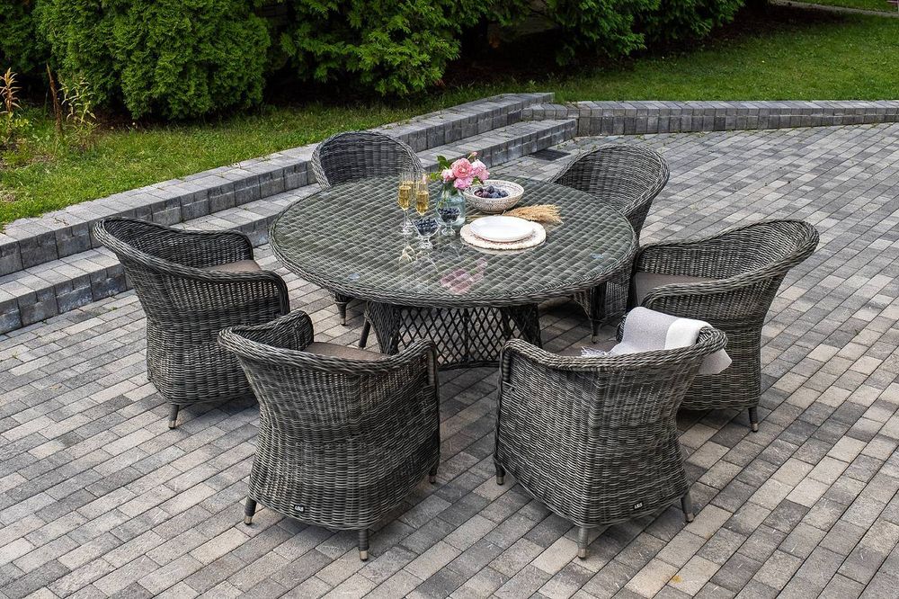 "Эспрессо–150 R" обеденная группа плетеная, цвет графит