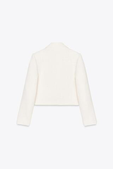 ZARA БЛЕЙЗЕР ИЗ РЕЛЬЕФНОЙ ТКАНИ С БАНТОМ, ЭКРЮ
