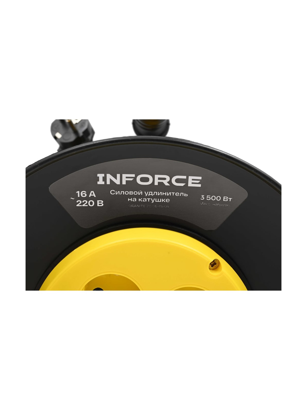 Силовой удлинитель Inforce на катушке 4 гнезда, с/з ПВС 3х1,5 16A 10м IP20 GRANITE ZG 09-15-09