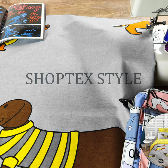 Поплин &quot;Таксы&quot; | ш.220 см | 115 г/м² | хлопок-100%