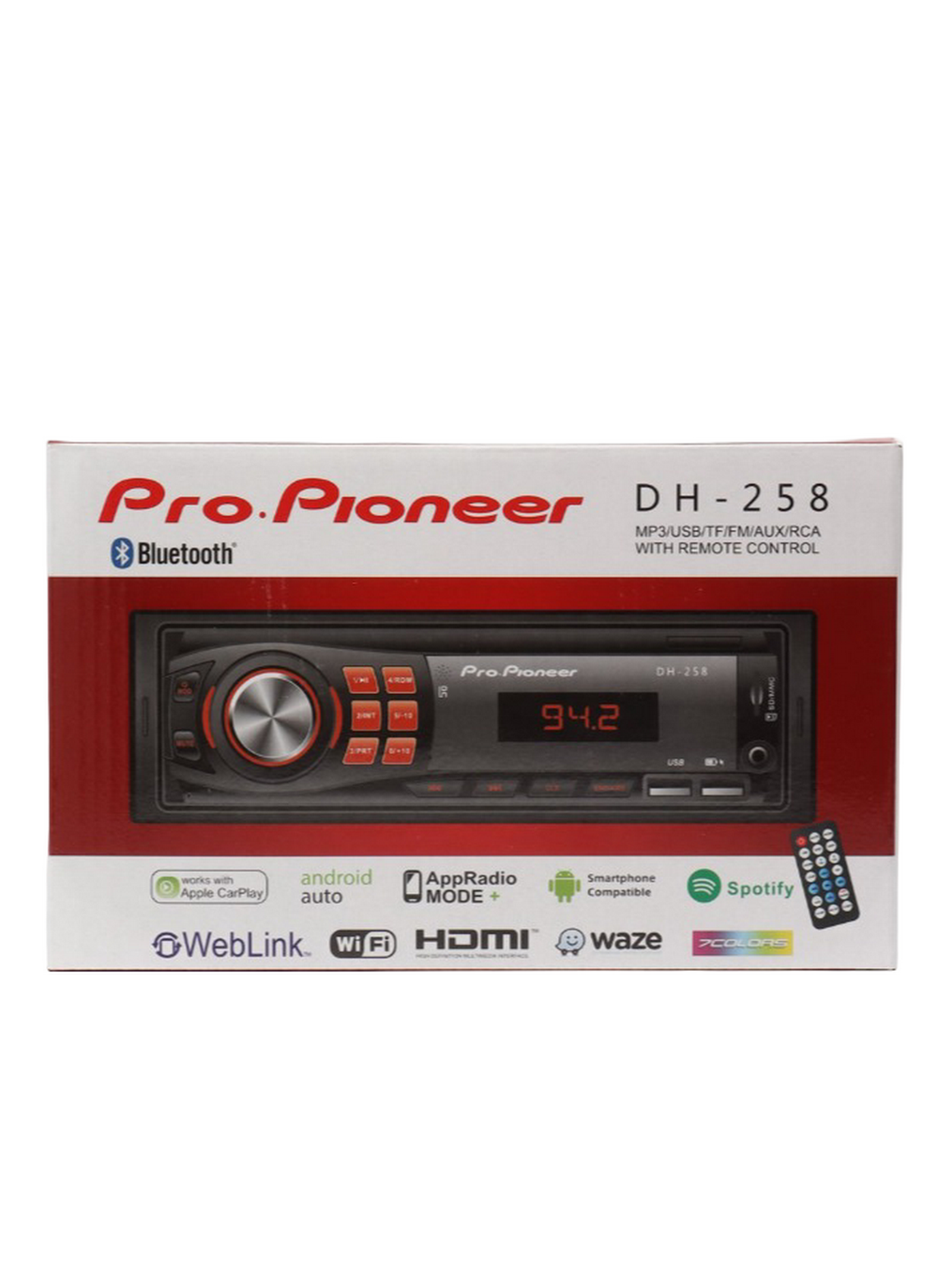 Автомагнитола FM/BT/USB/TFplayer PRO-Pioner DH-258