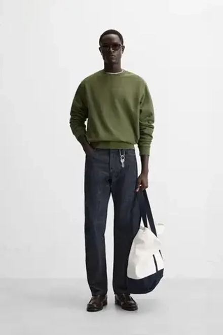 ZARA ТОЛСТОВКА ИЗ ТКАНИ С ЭФФЕКТОМ ПОТЕРТОСТИ, ЗЕЛЕНЫЙ