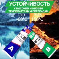 Клей эпоксидный двухкомонентный для металла, холодная сварка, жидкая сварка 100 грамм / МАМБАмаг