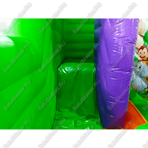Надувной батут "Попугайчики" со скалодромом, 4.6x4.3x2.8 м