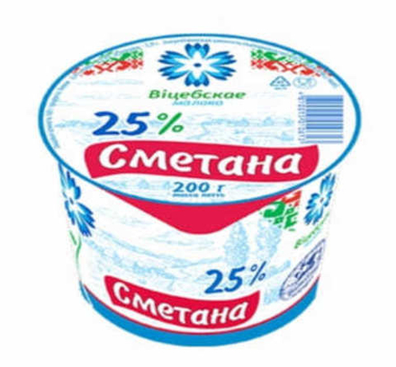 Сметана 25% 200г. Витебское молоко