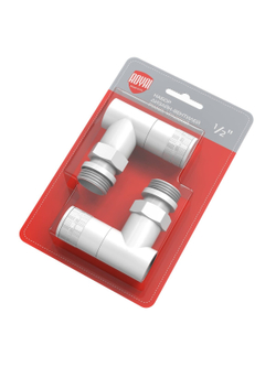 Набор дизайн-вентилей Royal Thermo PIANO, угловой (белый) 1/2"