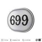 Номерок на дверь квартиры 699, для кабинета, офиса, шильдик 9 х 7 см, серебристый, Айдентика Технолоджи
