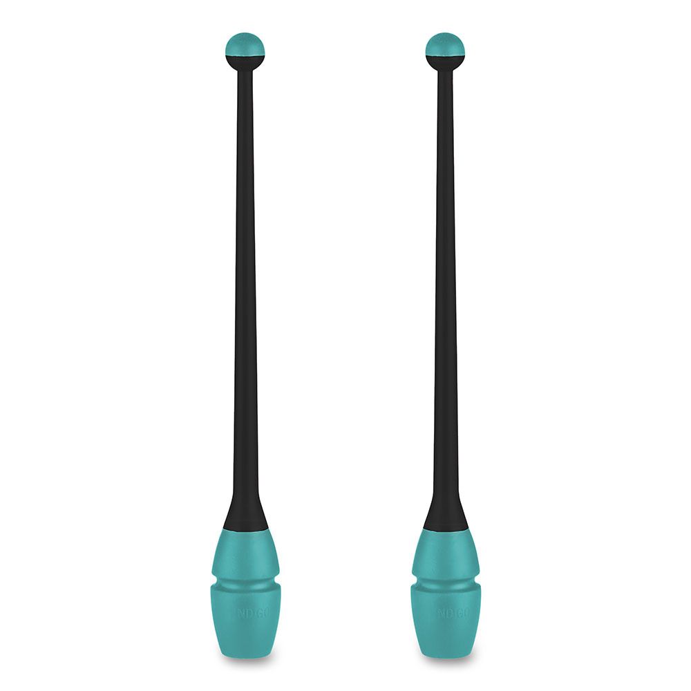 Булавы для худ. гимнастики INDIGO, IN018-BKB, 41 см, пластик, каучук, в компл. 2шт, черно-бирюзов