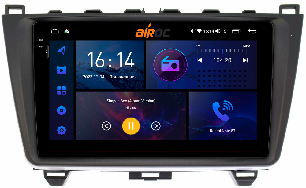 Магнитола для Mazda 6 2007-2012 (GH) - AIROC 2K RI-2415 Android 12, QLed+2K, ТОП процессор, 8/128Гб, CarPlay, SIM-слот