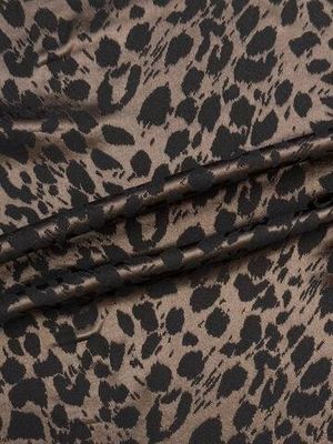 Жаккард шелк с вискозой коричневый с абстрактным принтом