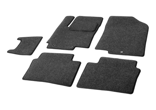 Коврики текстильные в салон автомобиля AutoFlex Business для Hyundai Solaris I поколение седан, хэтчбек 2010-2017, 5 частей, графит, с крепежом, 5230101