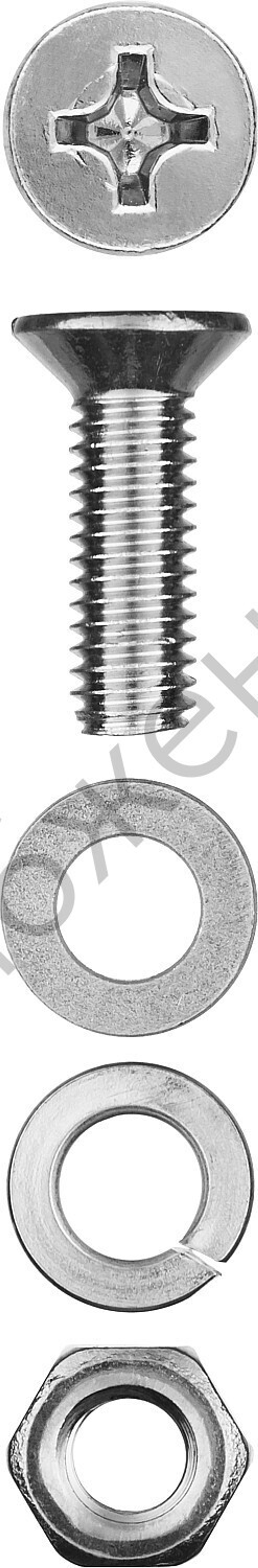 ЗУБР DIN 965 M6 x 16 мм, винт с гайкой и шайбами, 12 шт (303456-06-016)