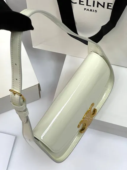 Сумка CELINE TERENCE из лакированной телячьей кожи белый