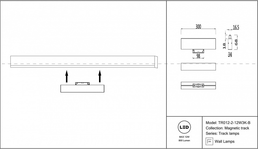Трековый светильник Maytoni Technical TR012-2-12W3K-B
