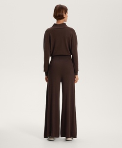 OYSHO Широкие прямые трикотажные брюки, шоколадный