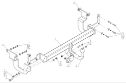 Фаркоп для Citroen Spacetourer, Jumpy, Peugeot Expert, Traveller, Opel Zafira Life 2016-. Тип шара: A. Нагрузки: 2500/100 кг, CN 02