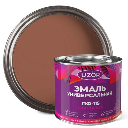 УЗОР Эмаль ПФ-115 Терракотовый RAL8004 1,8кг ГОСТ 6465-76 (Сайвер)
