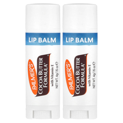Palmer's, Cocoa Butter Formula, с витамином E, смягчающий и разглаживающий бальзам для губ, 2 шт. в упаковке, 4 г (0,15 унции) каждый