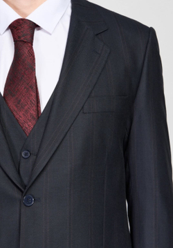 Мужской костюм тройка в полоску (синий) В77