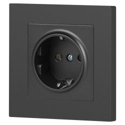 Розетка Intro Accent 6-202-07 2P+E Schuko 16А-250В IP20 СУ AL/CU графит