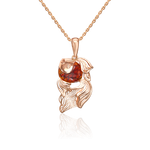 Подвеска «Рыбка» из красного золота с янтарём