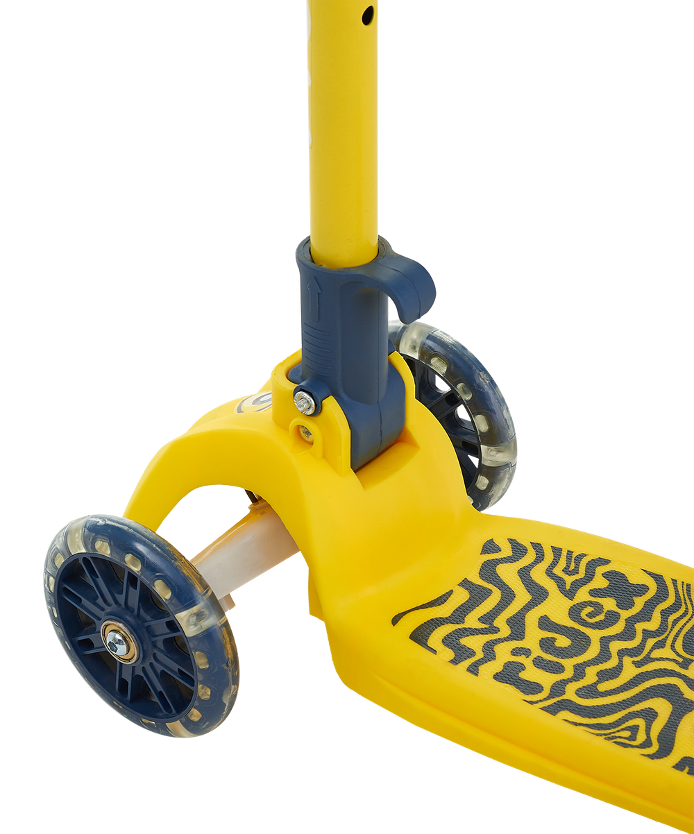 Самокат детский 3-х колесный RIDEX Wave, 120/90 мм, желтый/серый