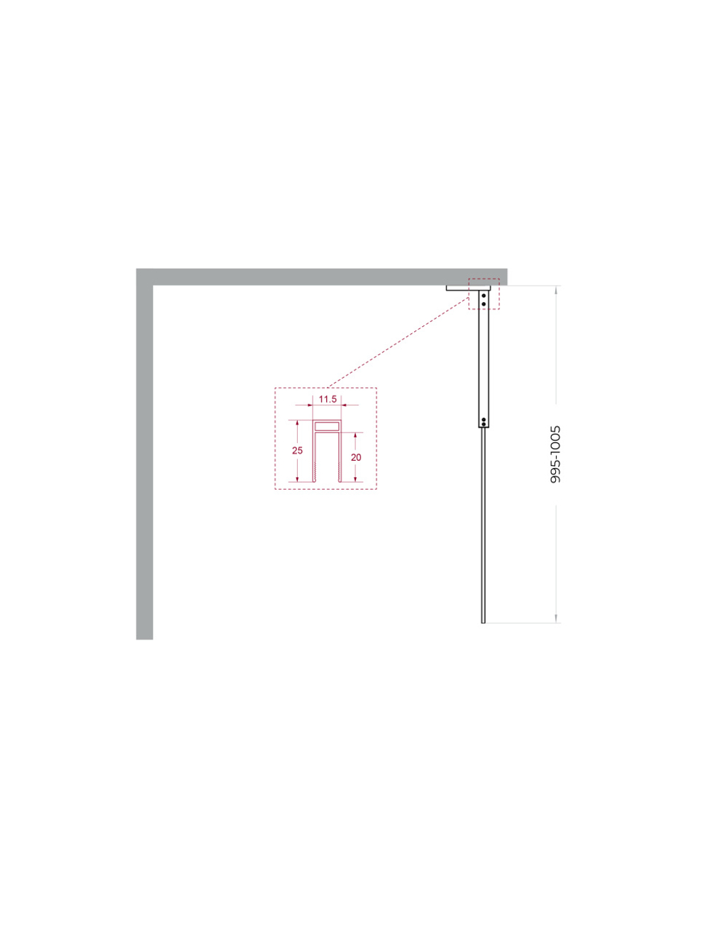 Душевая перегородка BelBagno UNO-L-1-TB-100-FL-Cr профиль хром, стекло рифленое FLUTTO