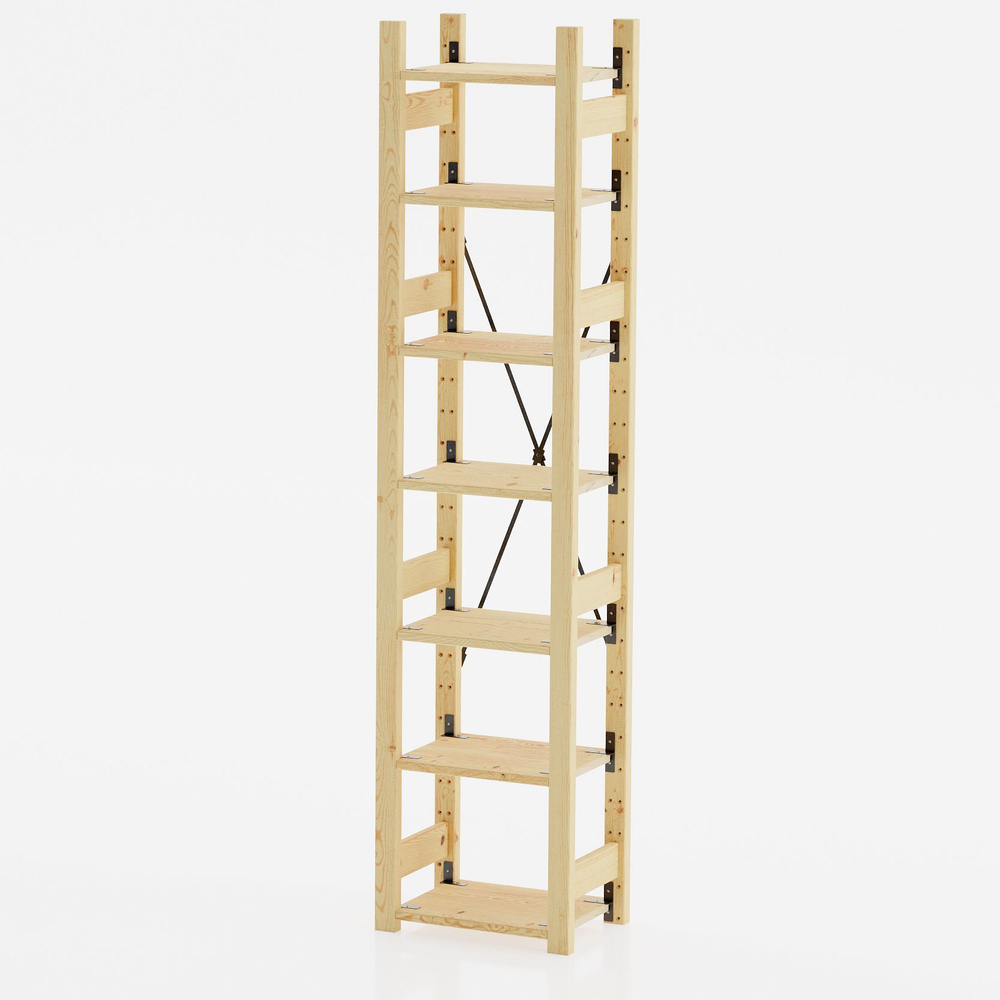 Стеллаж деревянный напольный с 7 полками Икеа ИВАР IVAR 179х48х30 см, узкий стеллаж для хранения книг и игрушек, для цветов на балкон из массива сосны