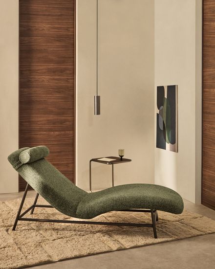 Кушетка Osla из зеленого шенилла с ножками из матовой нержавеющей стали, 175 см