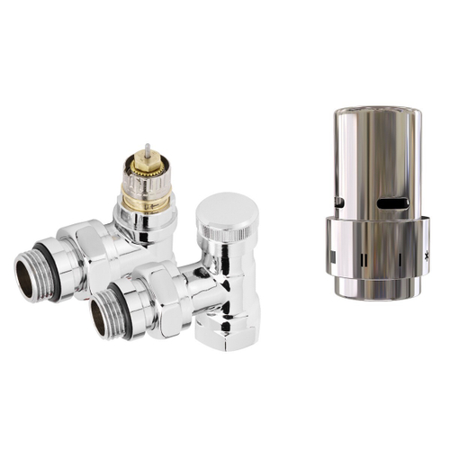 Набор термостатический угловой Royal Thermo Design 1/2quot; Click (Хром) с термоголовкой Design (Хром)