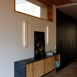 Дизайнерские светильники Tronca в интерьере Japandi над консолью