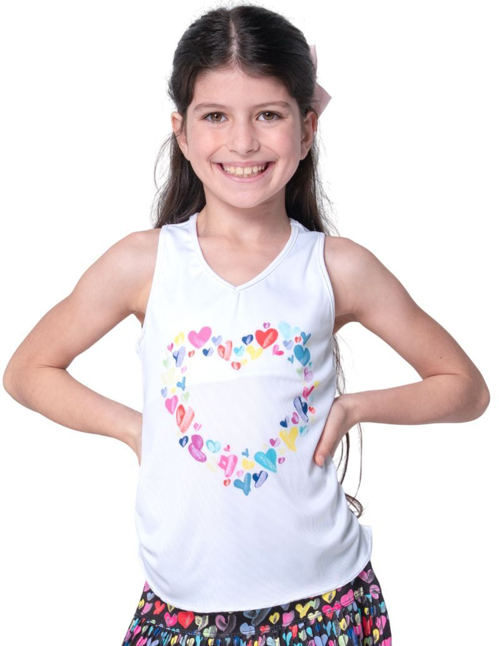 Футболка для девочки Lucky in Love Thumbprint Hearts - multicolor