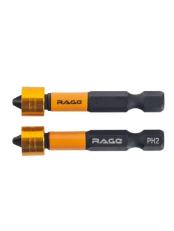 Биты с магнитным ограничителем PH2 x 50 мм 2 шт для ДСП гипсокартона RAGE by VIRA