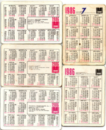 № 130 Набор из 5 переливных (стерео) Календариков . Мультфильмы СССР 1986 год.