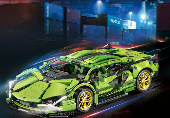 Конструктор Зеленый спорткар 1314 деталей