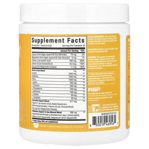 RSP Nutrition, AminoLean® Recovery, без кофеина, красный апельсин, 253 г (8,91 унции)