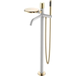 Напольный смеситель для ванны с душем Boheme Stick 129-WG white diamond gold