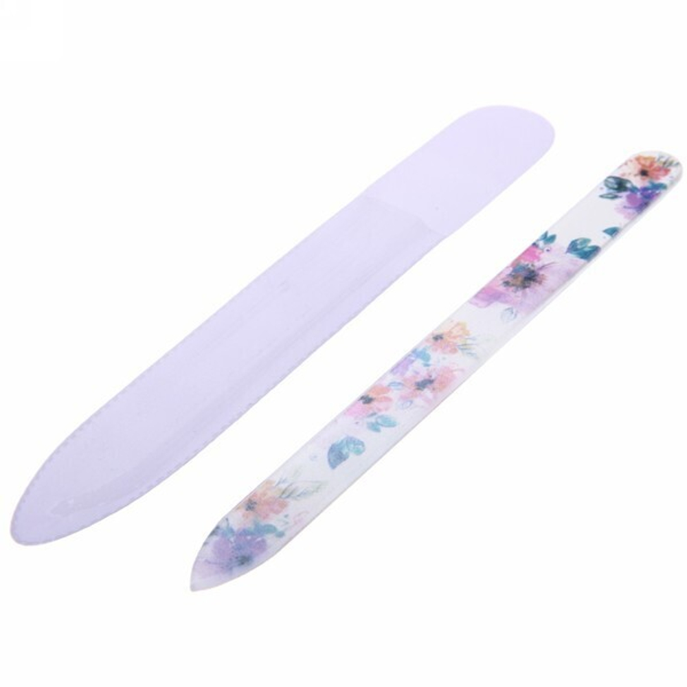 Пилка для ногтей стеклянная на блистере «Ультрамарин», цветочный принт, 14см