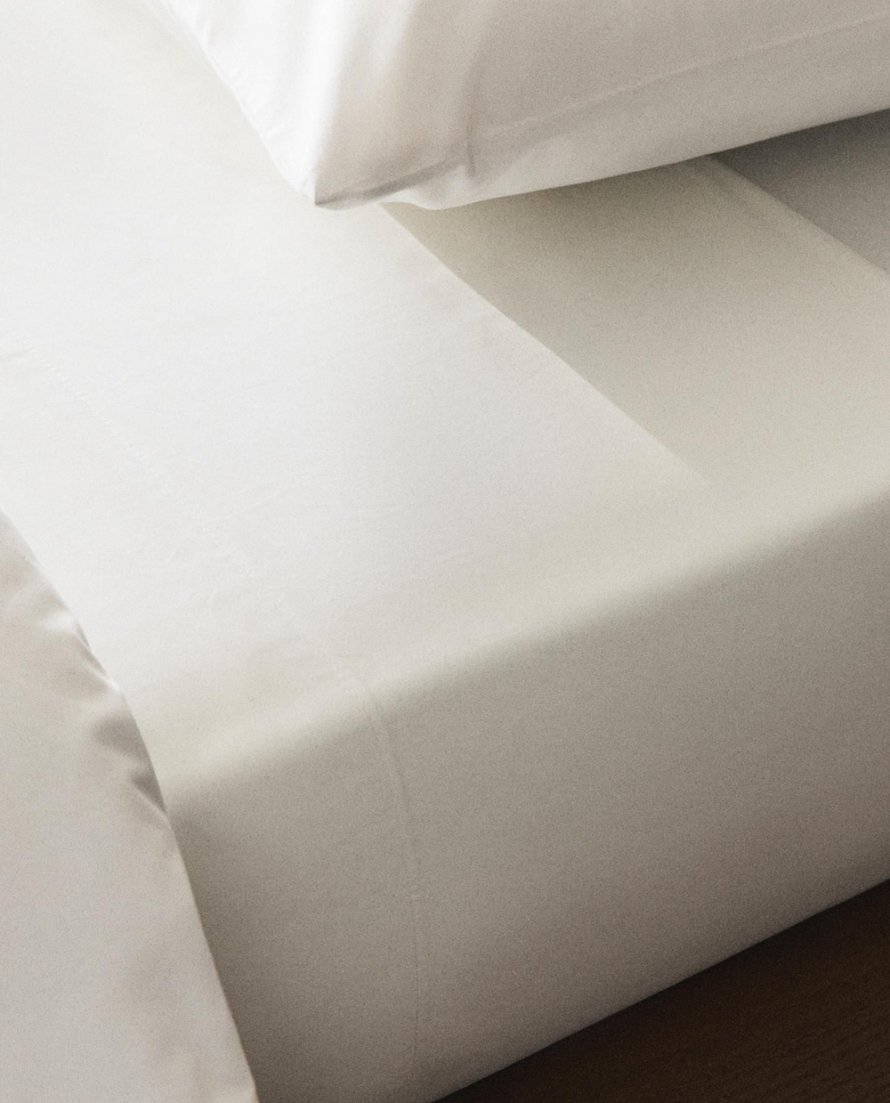 Zara Home - Простыня из ситцевого хлопка с декоративным краем (500 нитей), белый, 160x280 см