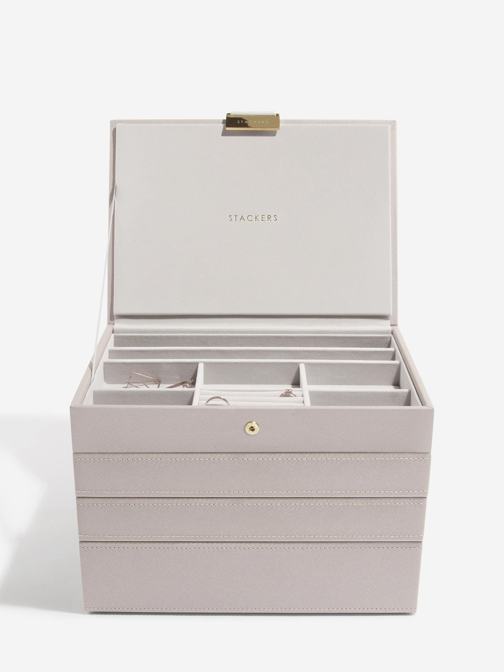 Органайзер для украшений и часов Stackers Classic Jewellery Box, 4 секции - Burgundy (Burgundy / бордовый / Burgundy / 600 / 700 / Органайзер-косметичка с крышкой)