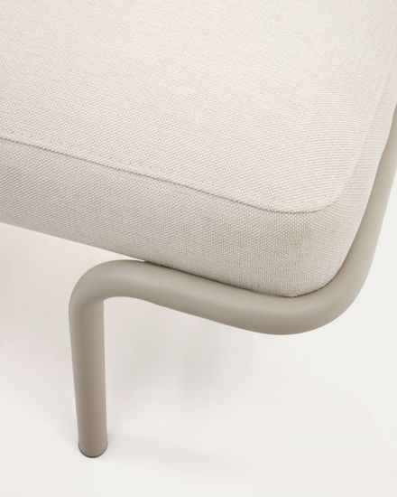 Банкетка Compo из бежевой синели, серые металлические ножки, 130 см