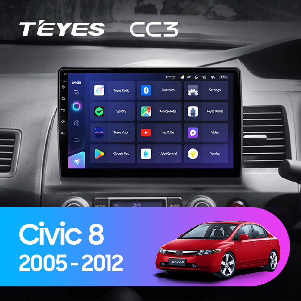 Teyes CC3 10.2" для Honda Civic 2005-2012 (прав)