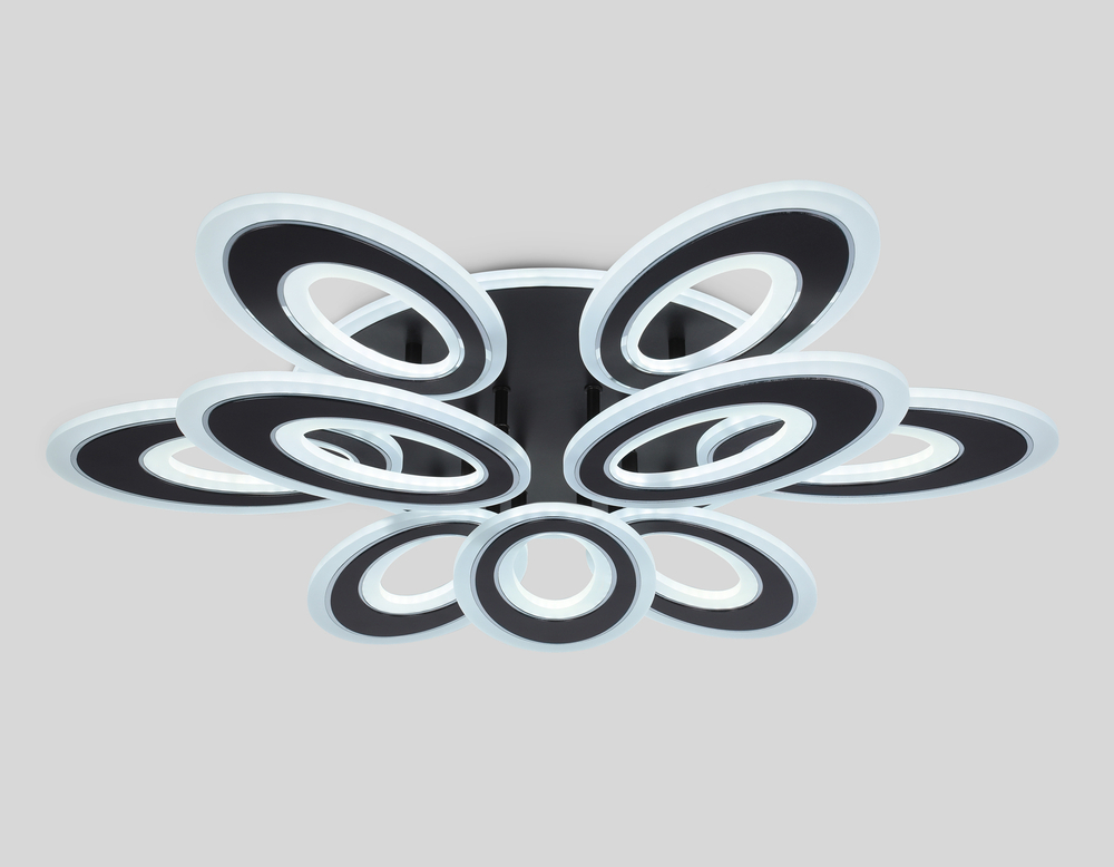 Светильник светодиодный потолочный с пультом FA8938/6+3 BK/CH черный/хром 255W 3000K-6400K 740*660*120 (ПДУ РАДИО 2.4G)