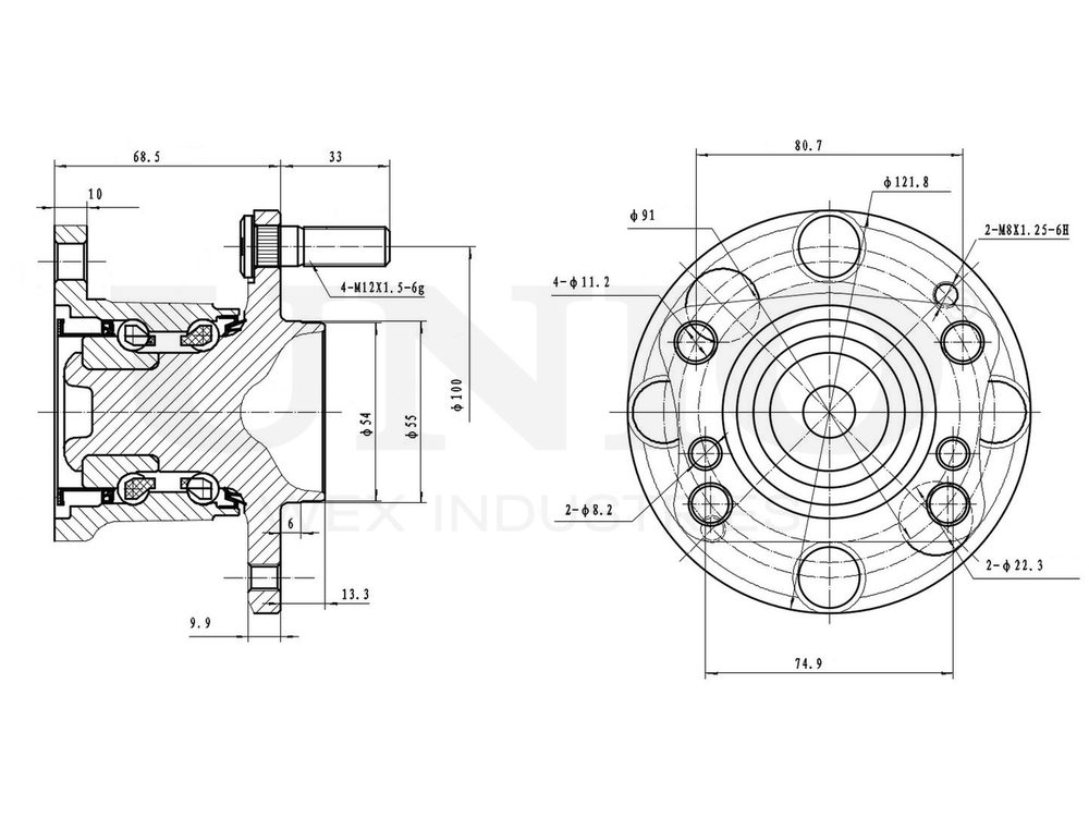 Ступица задняя (с ABS) UNIO HUB-20294